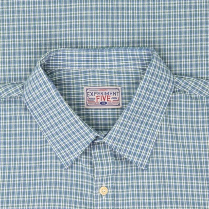 Experiment-Five Plaid Button Shirt Blue